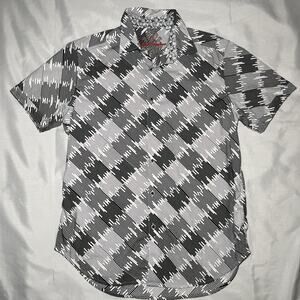 Robert Graham Siloam Spring Shirt Mens Size M Black White Stipe Classic Fit